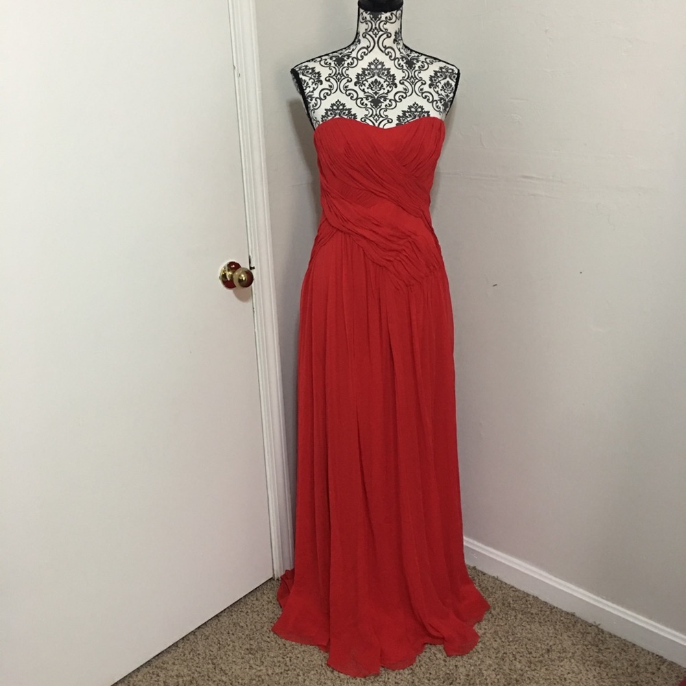 Badgley Mischka red strapless gown